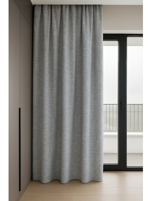 Açık Gri - Modern Keten Fon Perde -Pilesiz - Tek Kanat - LLD100