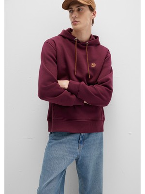 Mavi Mavi Logo Nakışlı Kapüşonlu Bordo Sweatshirt 065809-70426