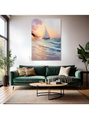 Kanvas Tablo Ev Ofis Duvar Tablosu Kumsal ve Yelkenli Yeni Ev Hediyesi Kanvas Ev Dekoru