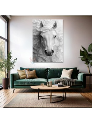 Kanvas Tablo Ev Ofis Duvar Tablosu Beyaz At Yeni Ev Hediyesi Kanvas Ev Dekoru