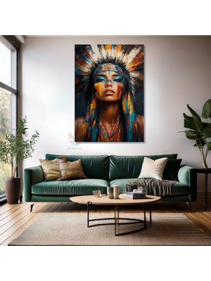 Kanvas Tablo Ev Ofis Duvar Tablosu Kızilderili Kız Yeni Ev Hediyesi Kanvas Ev Dekoru