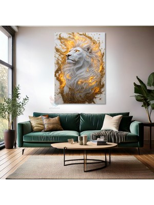 Kanvas Tablo Ev Ofis Duvar Tablosu Beyaz Aslan Yeni Ev Hediyesi Kanvas Ev Dekoru