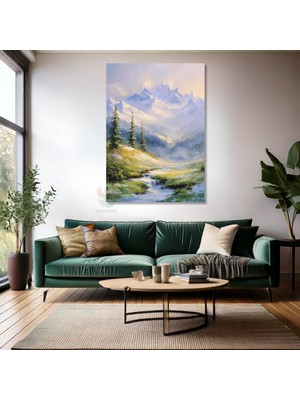 Kanvas Tablo Ev Ofis Duvar Tablosu Dağ ve Irmak Yeni Ev Hediyesi Kanvas Ev Dekoru