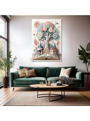 Kanvas Tablo Ev Ofis Duvar Tablosu Kitap Dünyası Yeni Ev Hediyesi Kanvas Ev Dekoru