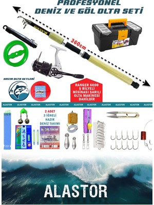 Harika Profesyonel Deniz ve Göl Olta Takım 360CM 100-250GR Atarlı Kamış Olta Seti