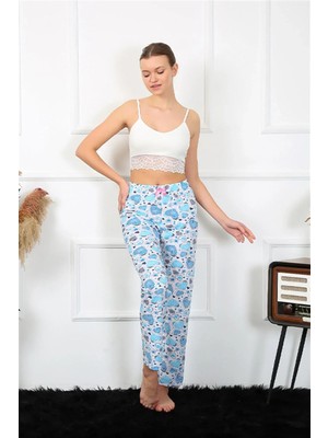 Kadın Pamuklu Alt Pijama Mavi
