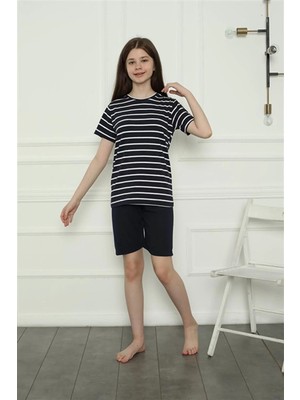 Kız Çocuk Penye Şortlu Pijama Takım Lacivert