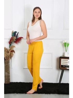 Kadın Pamuk Penye Tek Alt Pijama Sarı