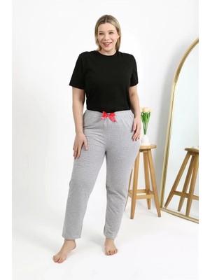 Kadın Pamuklu Büyük Beden Alt Pijama Gri