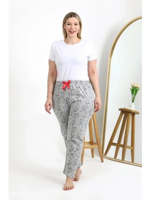 Kadın Pamuklu Büyük Beden Alt Pijama Gri