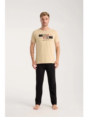 Erkek Ten Rengi Kısa Kol Pijama Takımı