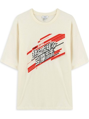 BASKILI DÜŞÜK OMUZ TİŞÖRT TW6250070094002