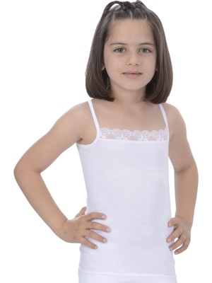 %100 Pamuk Ribana Kız Dantelli Ip Askı Atlet 6360 (6 Adet)