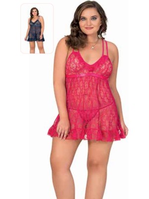 Iç Giyim Moongirl Fantezi Transparan Işlemeli Büyük Beden Tül Gecelik