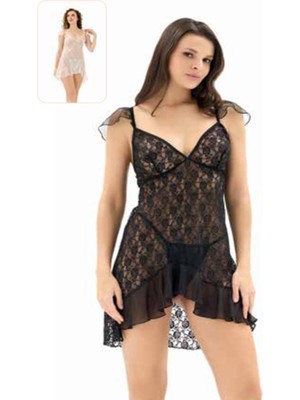 Iç Giyim Moongirl Fantezi Transparan Işlemeli Tül Gecelik