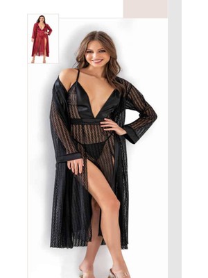 Iç Giyim Moongirl Saten Uzun Ikili Gecelik Takım