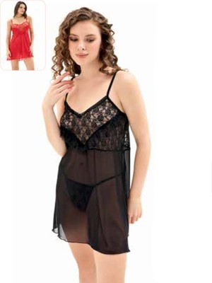 Iç Giyim Moongirl Fantezi Şeffaf Işlemeli Tül Gecelik