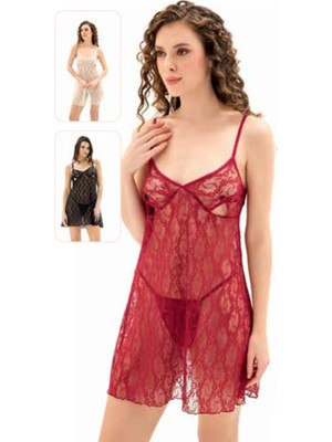 Iç Giyim Moongirl Fantezi Şeffaf Işlemeli Tül Gecelik