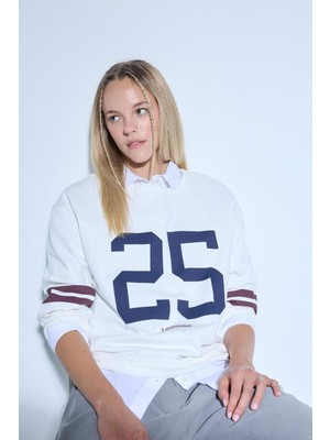 DeFacto %100 Pamuk Loose Fit Baskılı Sweatshirt F8831AX25AU