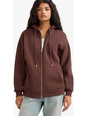 DeFacto Oversize Geniş Kalıp Kapüşonlu Fermuarlı Sweatshirt V4233AZ25WN