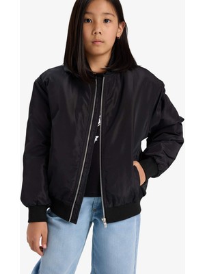 DeFacto Su Geçirmez Kolej Yaka Fermuarlı Bomber Mont Kız Çocuk E8606A825AU
