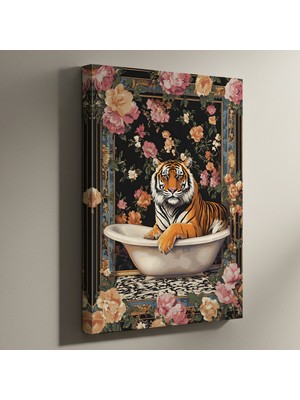 Mervolia Banyo Küvetinde Kaplan Eklektik Sanat Tablosu