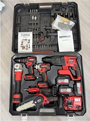 Kimmeer Plus 6 Lı Set 2025 Nesil Darbeli Matkap 2100 W Güçlü 450 nm Torklu Kırmızı Renk