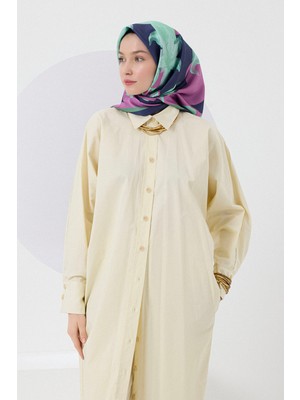 Twill Ipek Eşarp Floral Su Yeşili