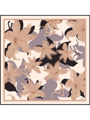 Twill Ipek Eşarp Floral Vizon