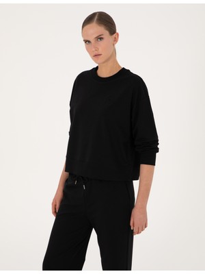 Pierre Cardin Kadın Siyah Oversize 2 İplik Sweatshirt 50314963-VR046