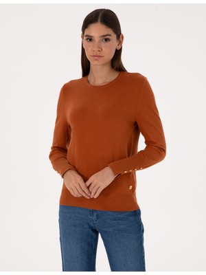 Pierre Cardin Kadın Tarçın Slim Fit Bisiklet Yaka Basic Kazak 50310735-VR191