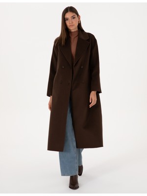 Pierre Cardin Kadın Kahverengi Yün Karışımlı Kaşe Kaban 50308929-VR029