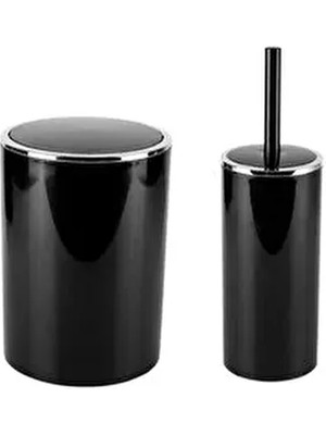 Lenox Çöp Kovası + Tuvalet Fırçası 2'li Set Siyah