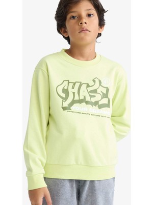 DeFacto Bisiklet Yaka Baskılı Sweatshirt Erkek Çocuk F2840A825AU