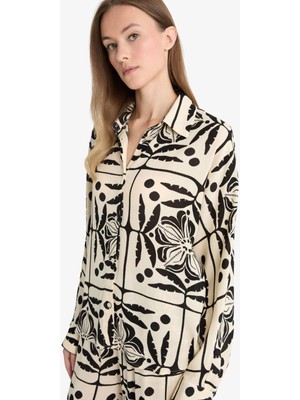 DeFacto Regular Fit Desenli Krinkıl Viskon Uzun Kollu Gömlek G0300AX25AU