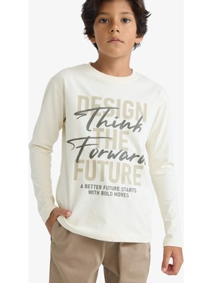 DeFacto Erkek Çocuk Bisiklet Yaka Baskılı Uzun Kollu Tişört E9517A825AU
