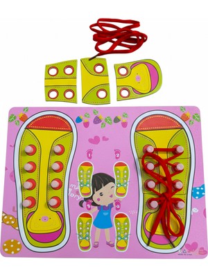 Hamaha Montessori Bağcık Bağlama Eğitim Panosu – Ayakkabı Bağlama Oyuncağı, Ince Motor & Öz-Bakım Becerileri (3+)