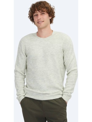 Mint Bisiklet Yaka Jakarlı Yün Karışımlı Triko Kazak