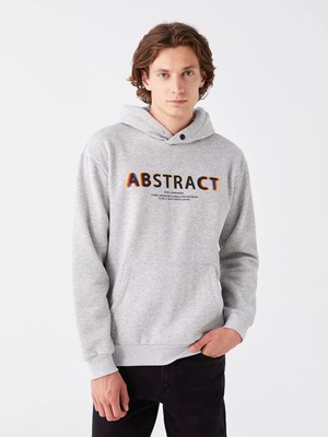 Lcw Casual Gri Uzun Kollu Baskılı Erkek Kalın Hoodie