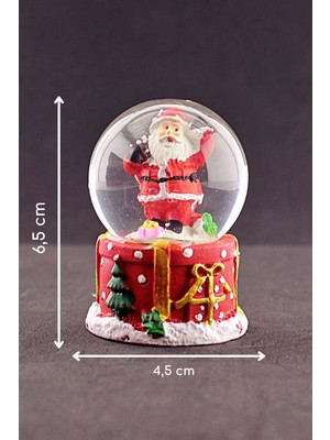 Merry Christmas Sevimli Noel Baba Temalı  Mini Boy Işıklı Kar Küresi 6,5 cm 1