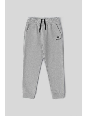 Gri Melanj Standart Fit Manşetli Ince Erkek Çocuk Eşofman Alt - 11205