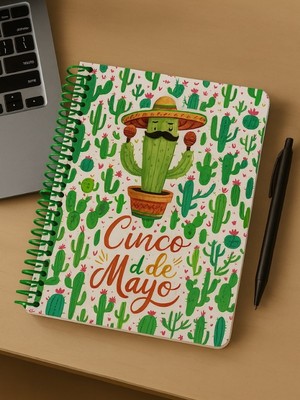 Cinco De Mayo Temalı Spiral Çizgili Defter – 80 Yaprak, 18X24 cm