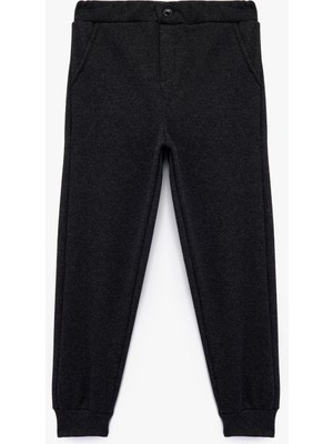 Düğmeli Cep Detaylı Basic Pantolon Görünümlü Eşofman Altı