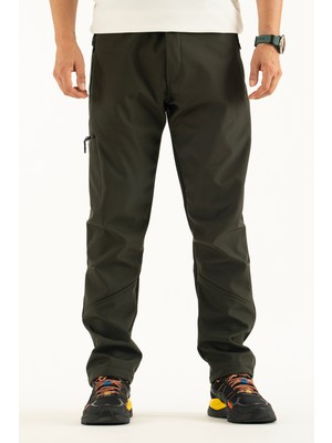 Souris Erkek Haki Kışlık Içi Polar Su Itici Rüzgar Geçirmez Outdoor Softshell Pantolon