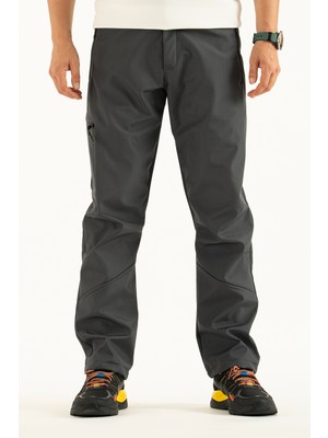 Souris Erkek Gri Içi Polar Su Itici Rüzgar Geçirmez Kışlık Softshell Outdoor Pantolon
