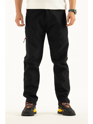 Souris Erkek Softshell Pantolon Su İtici Polar Astar İle Rüzgar Geçirmez Özellikte Siyah