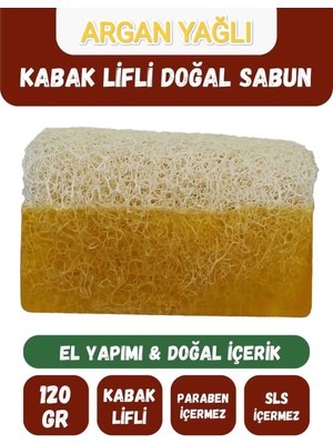 Argan Yağlı Kabak Lifli Sabun %100 Doğal El Yapımı Peeling Etkili Nemlendirici Cilt Sabunu