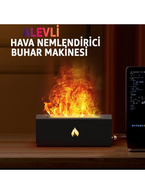 Robeve Şömine Görünümlü Aroma Difüzör ve Hava Nemlendirici – Alev Efektli LED Işıklı, Sessiz Çalışan Ultrasonik Buhar Makinesi, Aromaterapi ve Dekoratif Ortam Aydınlatması