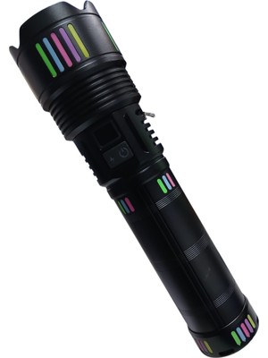 Gold Kama Gk-63 Şarjlı LED El Feneri | 150W Güç – 15.000 Lümen – 27.200 Mah Batarya – 5 Işık Modu, Zoom ve Lazer Özellikli