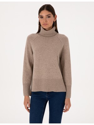 Pierre Cardin Kadın Vizon Comfort Fit Yün Karışımlı Kazak 50316667-VR052